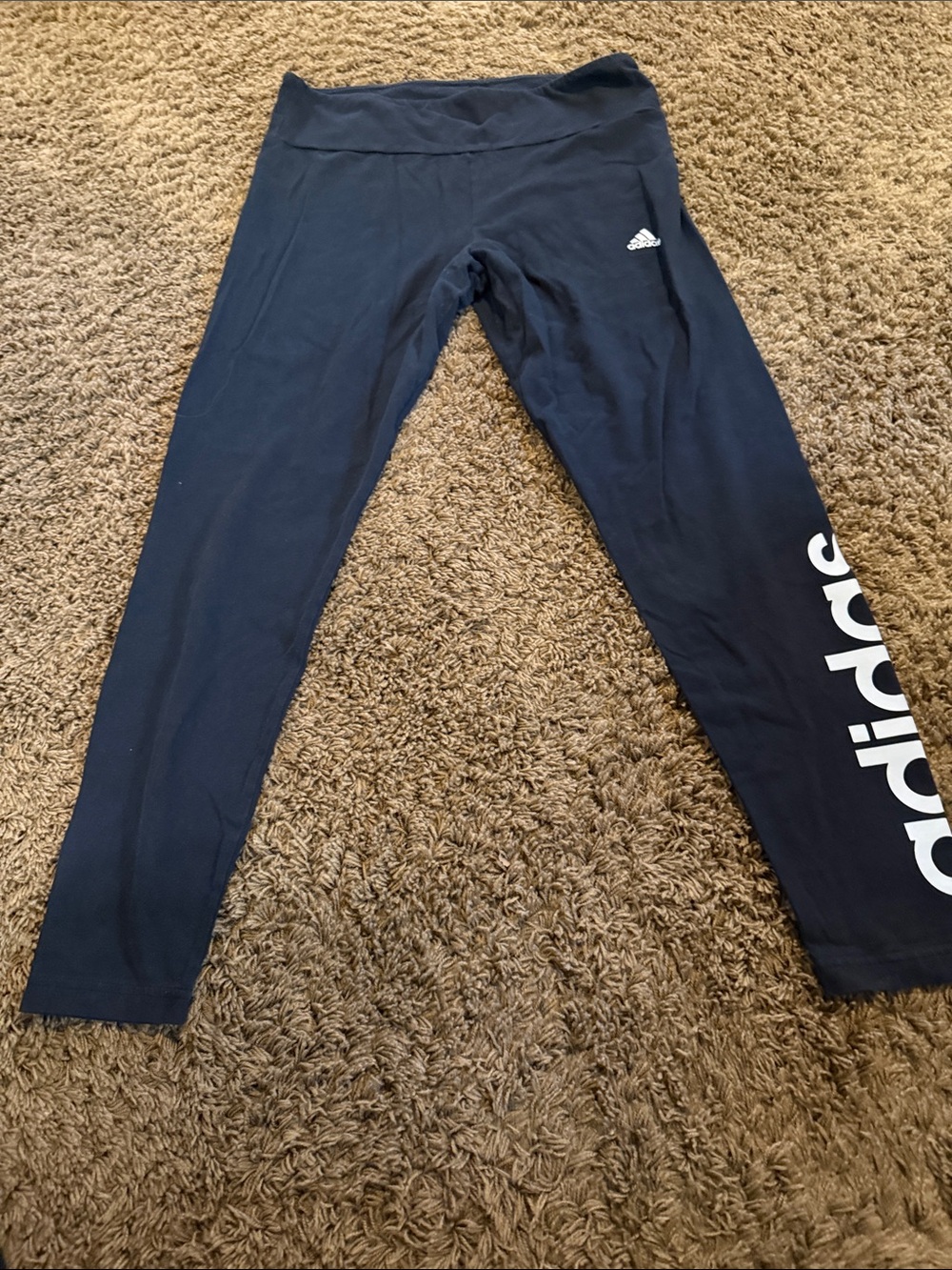 adidas Black Leggings with White Side Logo